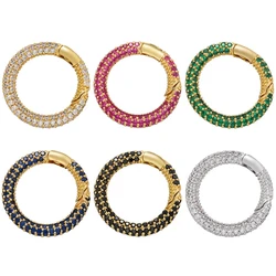 ZHUKOU Round spring clasp hooks cubic zirconia crystal clasp hooks for DIY necklace jewelry accessories supplies wholesale VK123