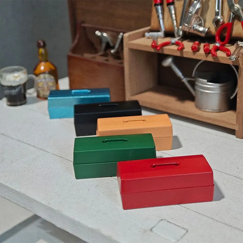 1:12 Scale Dollhouse Toolbox with Storage Box Multi-color Miniature Toolbox Screwdriver Hammer Wrench Mini Repair Tools