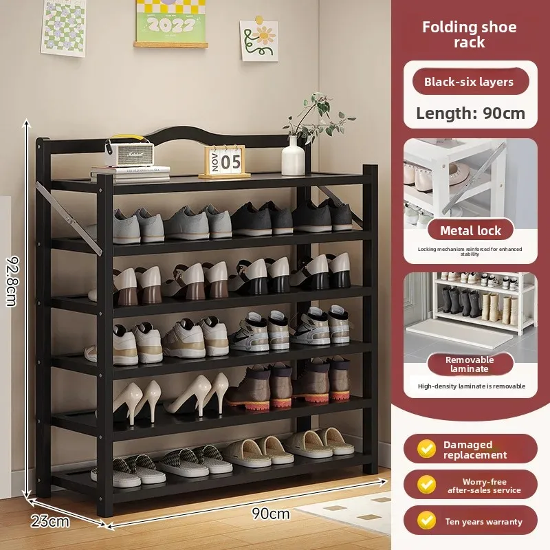 

Minimalist Shoe Rack Multi-layer Household Door Folding One Pull Shoe Cabinet Free Installation Shoe Rack Household Goods