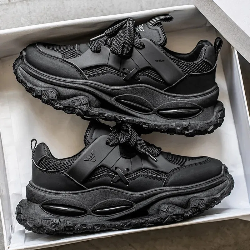 

Fashionable Breathable Men's Dad Shoes Summer New Net Airy Thick Bottom Black High-End Feeling Cool Street Style Trendy Sneakers