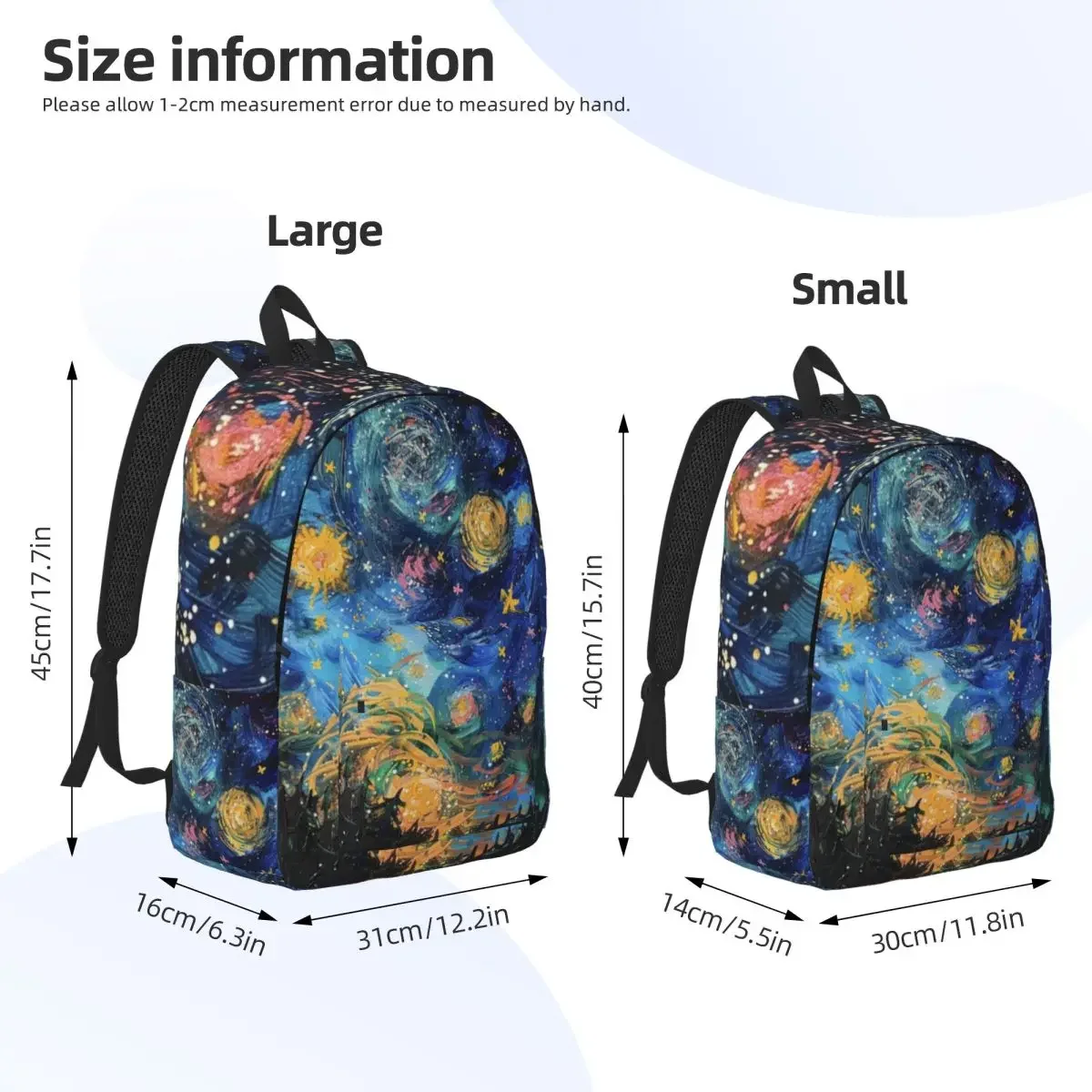 Cosmic Starry Sea For Girls Boys Fashionable, fully printed, and comfortable student backpack.