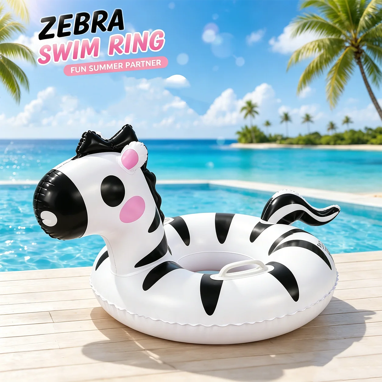 

1PC Zebra Inflatable Swim Ring, Pool Float, Animal Swimming Beach Water Toy, Summer Vacation Pool Party Float Ring