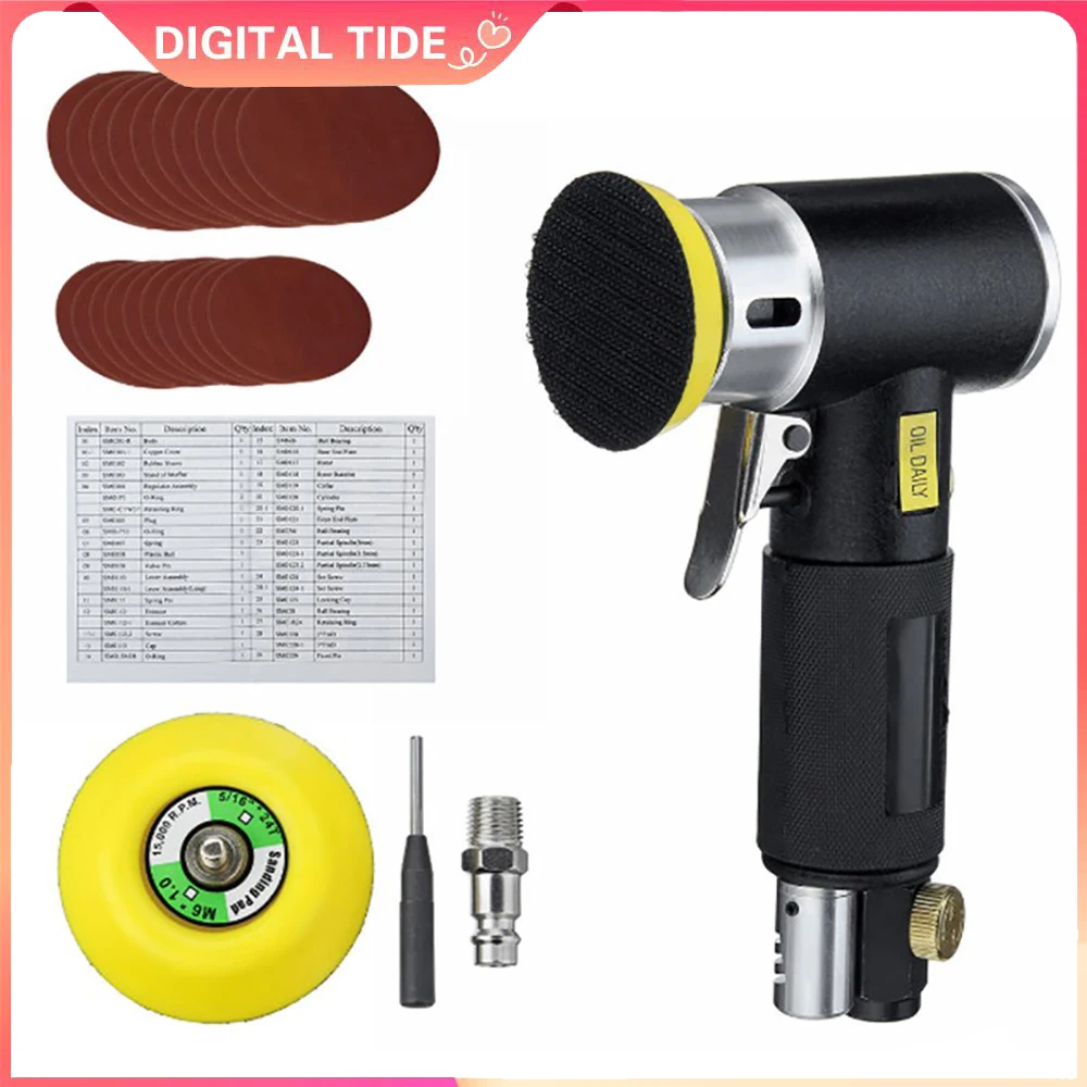 

1/2/3inch Grinding Machine Set for Car Polishing High Speed Air Powered Polisher Air tool 48pcs Orbit Air Sander Mini Pneumatic