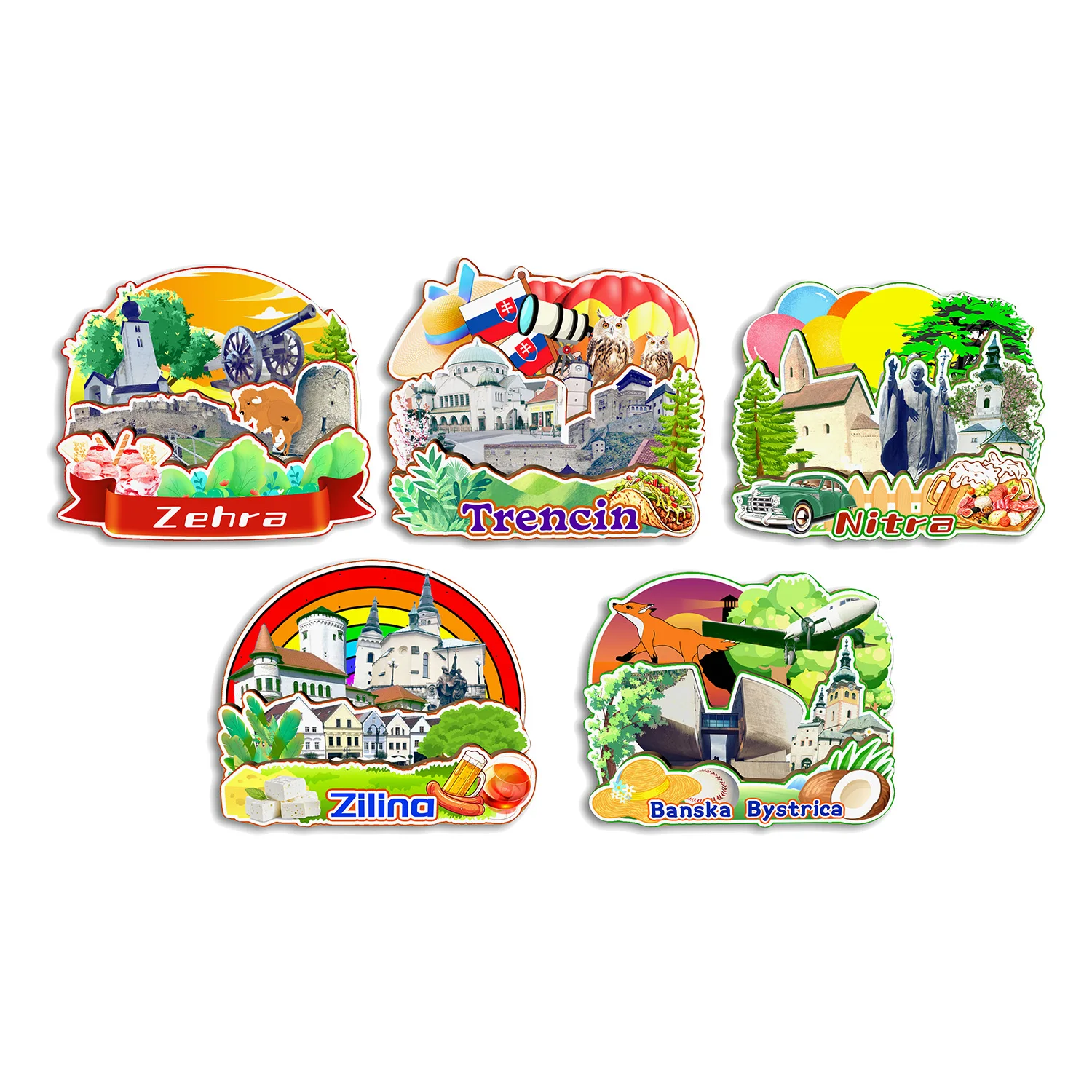 Zehra Banska Bystrica Zilina Nitra Trencin SLOVAKIA Магнит на холодильник Путешествия Сувенир Подарок Декоративная наклейка на холодильник ручной работы