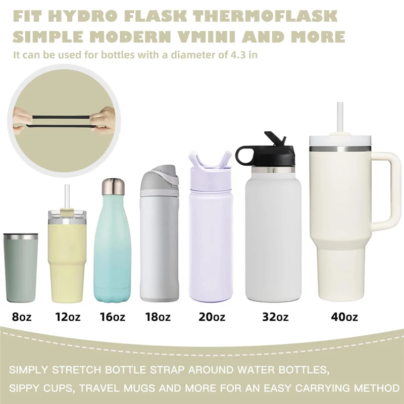 

Прочный держатель для бутылки с водой, ремешок-переноска с ремешком — подходит для большинства бутылок с водой емкостью 8-40 унций, черный