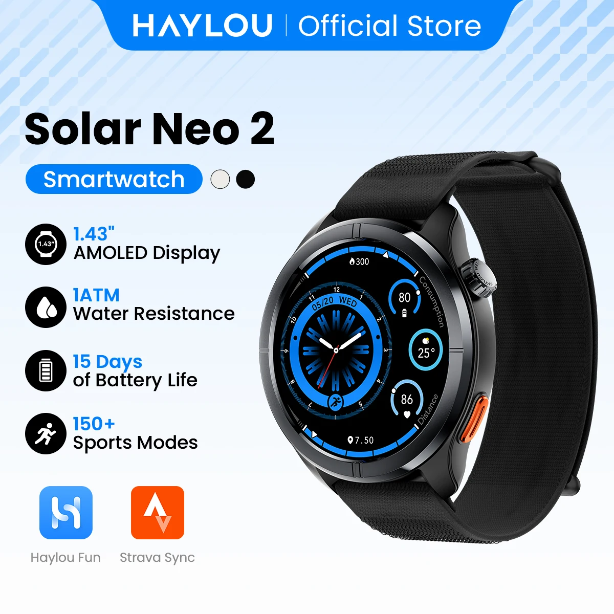 HAYLOU Solar Neo 2 Voice Calling Smartwatch 1.43\'\' HD AMOLED