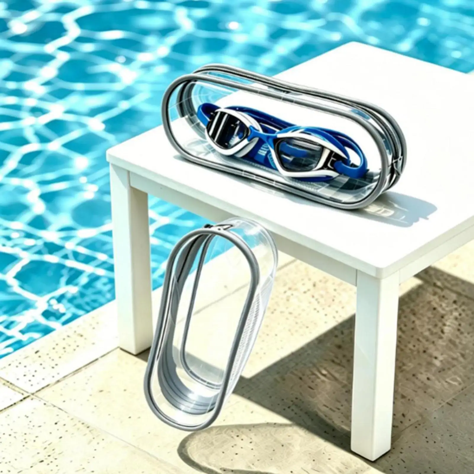 Swim Goggles Case Clear Breathable Protective Scratch-Resistant Bag Kids Glasses Case for Sunny Pool Sea Beach Open Water