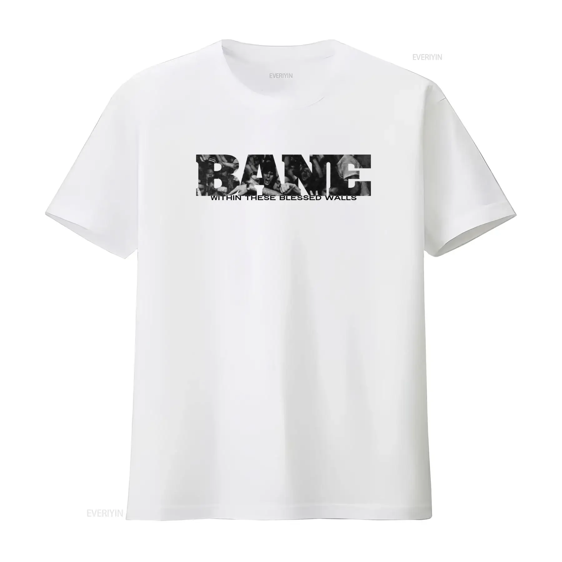 2000s Bane T Shirt Large Size with Within These Blessed Walls Print vintage Washed Versatile streetwear fashion Slightly