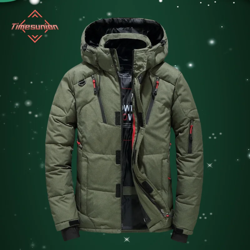 High Quality White Duck Thick Men's Down Jacket Snow Parkas Male Warm Hooded Windproof Winter Down Jacket Outerwear