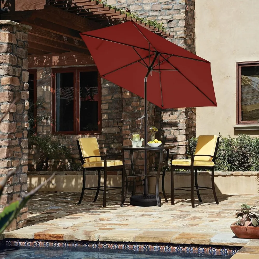 JEAREY 7.5FT Patio Umbrella Market Table Umbrella with 6 Sturdy Ribs, Push Button Tilt/Crank Outdoor Umbrella for Garden, Deck,