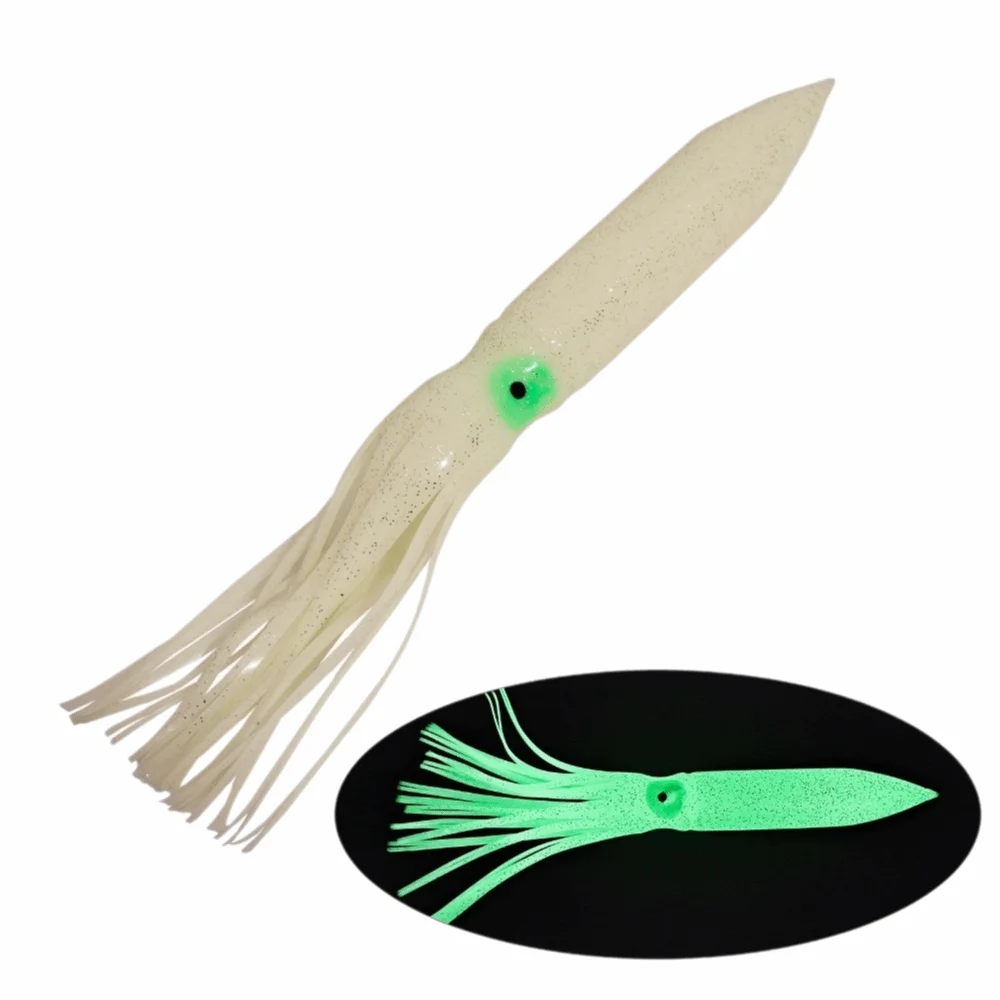 

8PCS Portable Luminous Squid Lure Soft 11.8inch Squid Bait Rubber Soft Squid Baits Freshwater Fishing