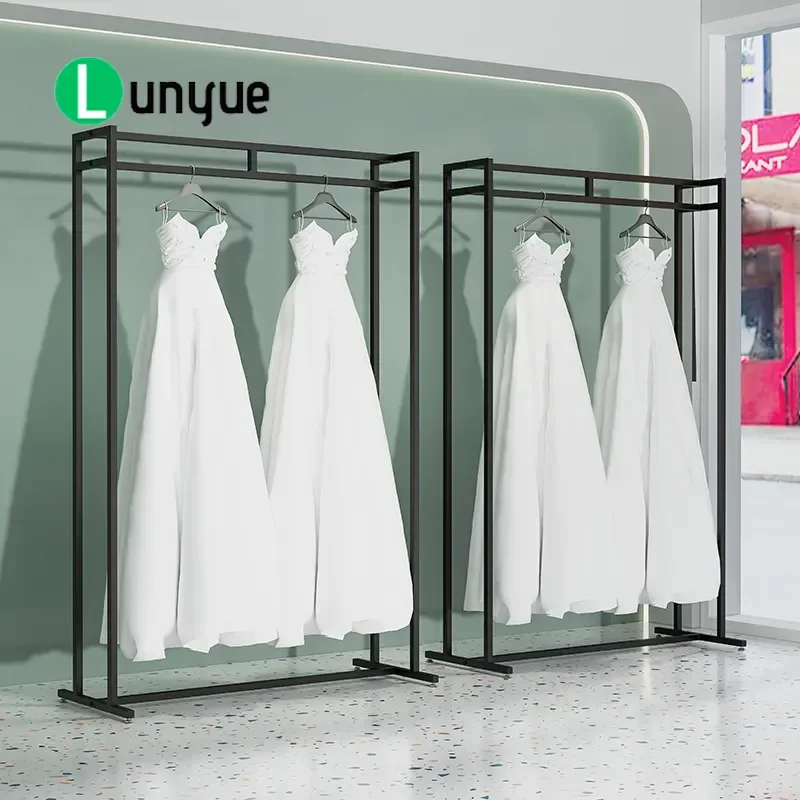 Double Layer Clothing Display Rack Floor Standing Suit Dress Hanger for Wedding Shop Studio Retail Store Garment Storage