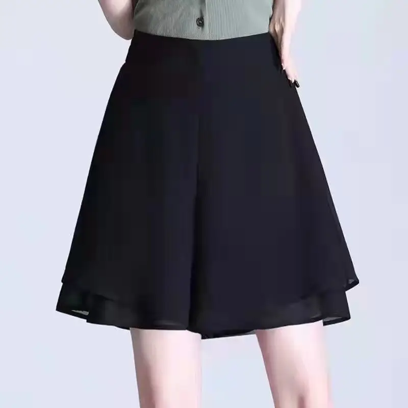 

Новые женские летние свободные повседневные юбка-брюки с высокой талией и широкими штанинами, А-силуэт, из шелкового материала