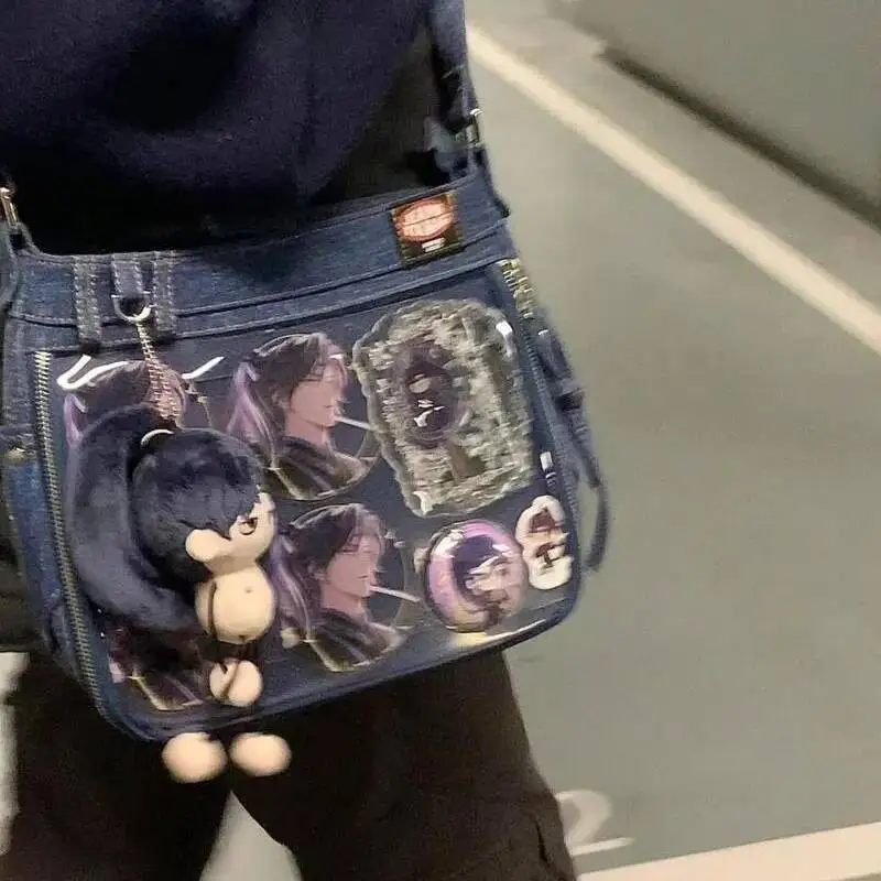 Bloom Haruku Denim Ita Women Sweet Cool Transparent Messenger Bag Purse Ladies Jk Uniform Casual Crossbody Bags 2025
