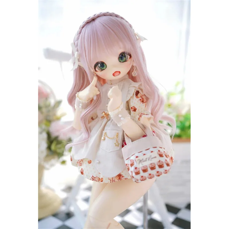 

BJD/SD/DD Doll Wig Toys Elegant 1/3 1/4 1/6 High Temperature Silk Blue Pink Brown Braid Bow Long Curls Gifts Doll Accessories