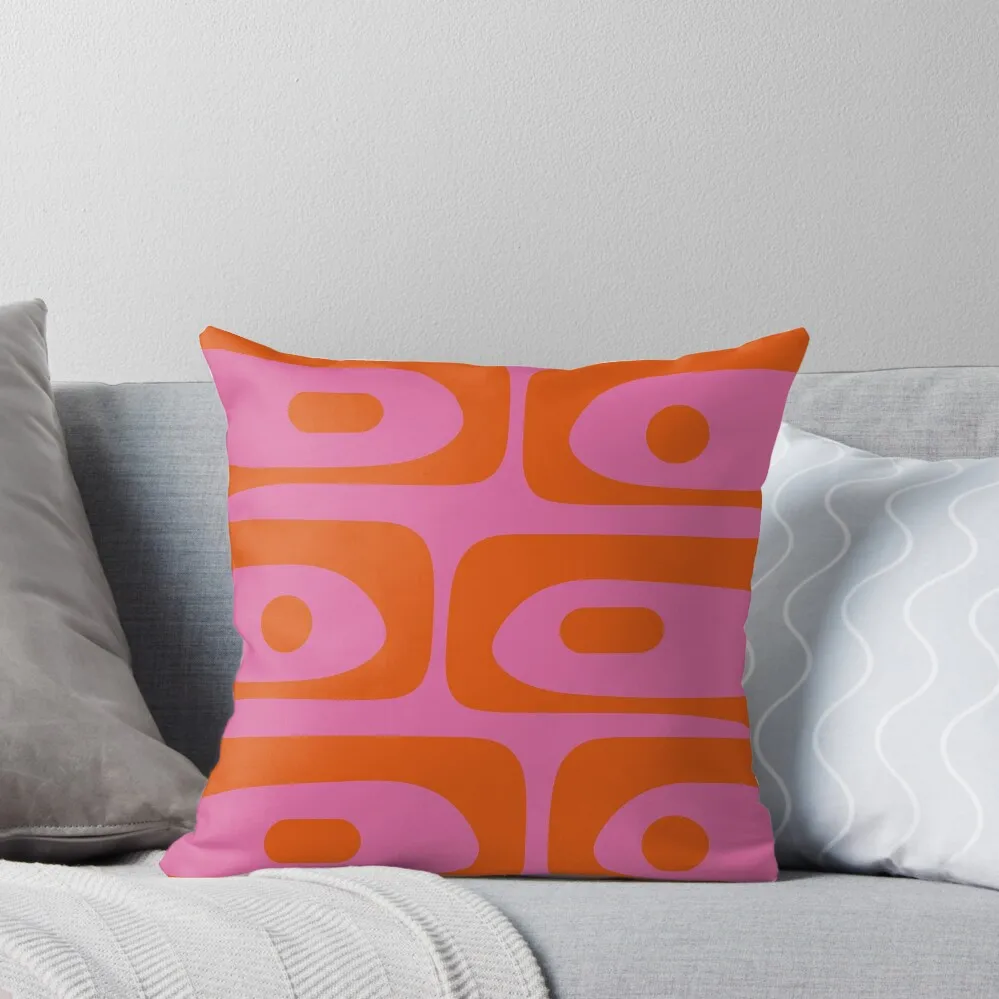 

Mid-Century Modern Piquet Maximalist Abstract in Hot Pink and Retro Red Orange Throw Pillow christmas decorations 2025 pillow