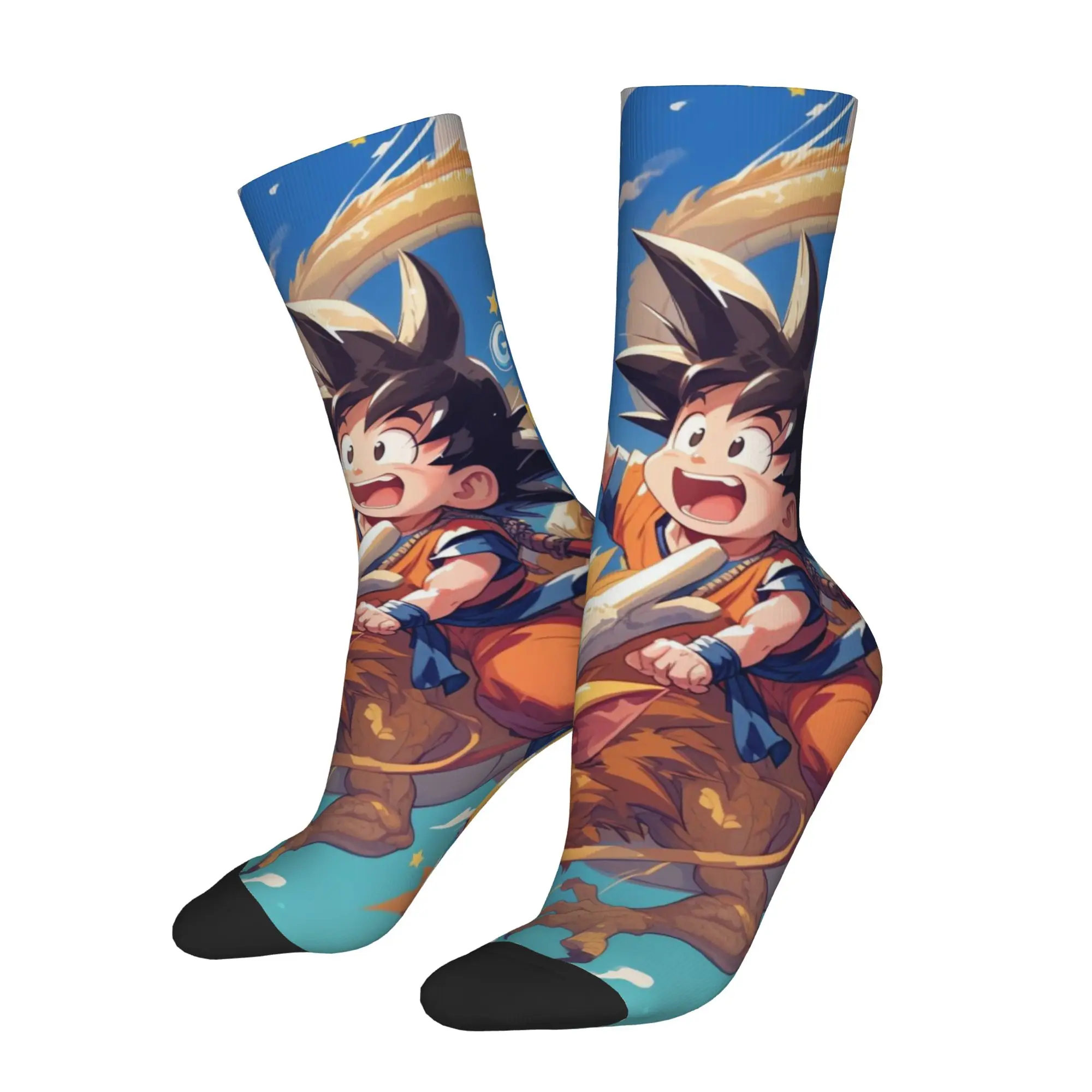 1 Pair Funny Sock Dragon Ball Son Goku (26) Vintage Seamless Pattern Printed Men Socks Novelty Men's Socks