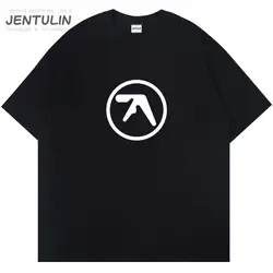 Camiseta Punk Aphex con estampado doble para hombre, ropa de calle de gran tamaño de Hip Hop, camiseta Harajuku, Top gótico de verano, ropa de algodón de manga corta Y2k