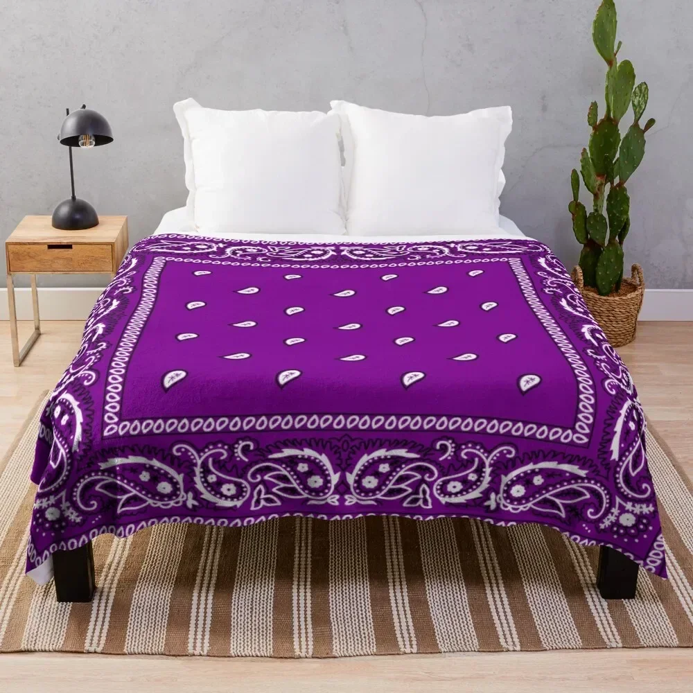 

Bandana Purple Throw Blanket Compact Warm Blanket for Car Road Trip