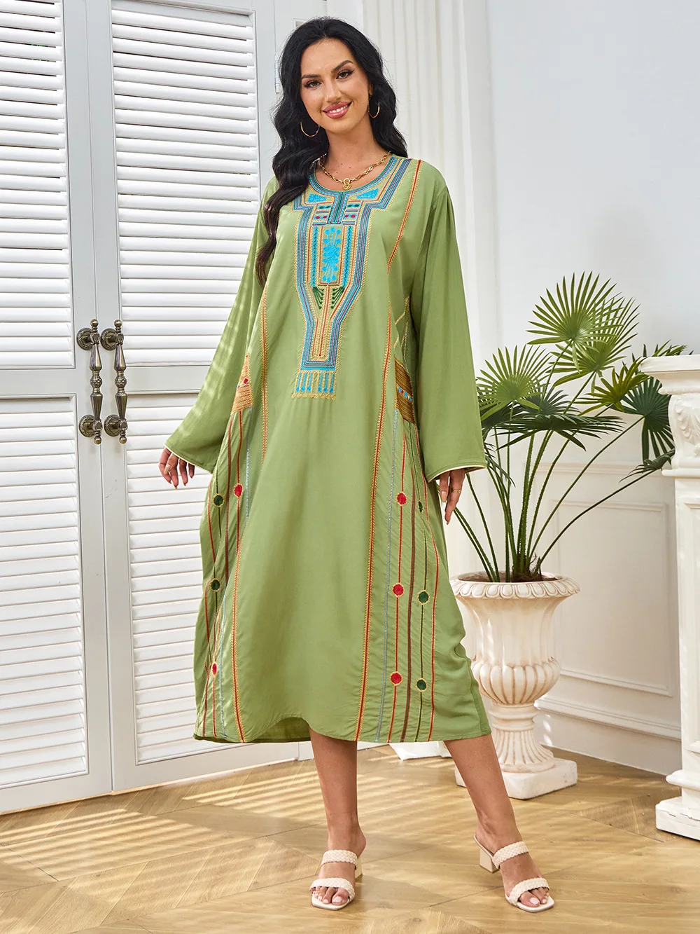 عيد مسلم عباية المغرب موضة رداء كوربان دبي أنيق جديد مطرز رداء فستان ملابس حريمي عربية الشرق الأوسط MT281 #3