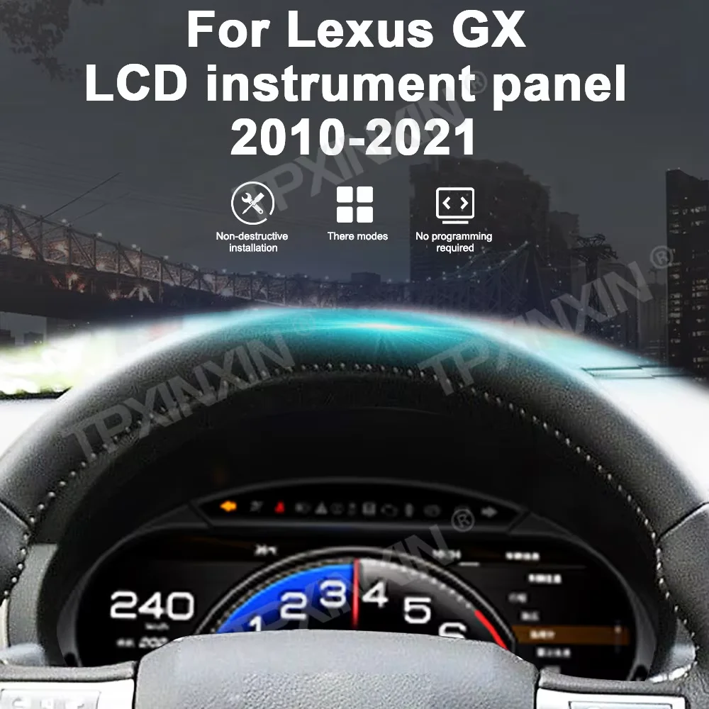 Car Digital Cluster Virtual Cockpit for   GX LCD  Instrument Panel 2010-2021 Head Unit Speed Meter Screen