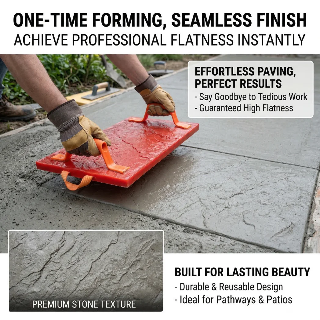 Concrete Stamping Mold for Pavement, Marble Brick Paver Form, Reusable Plastic Patio Walk Maker Garden Path Stepping Stone Mould