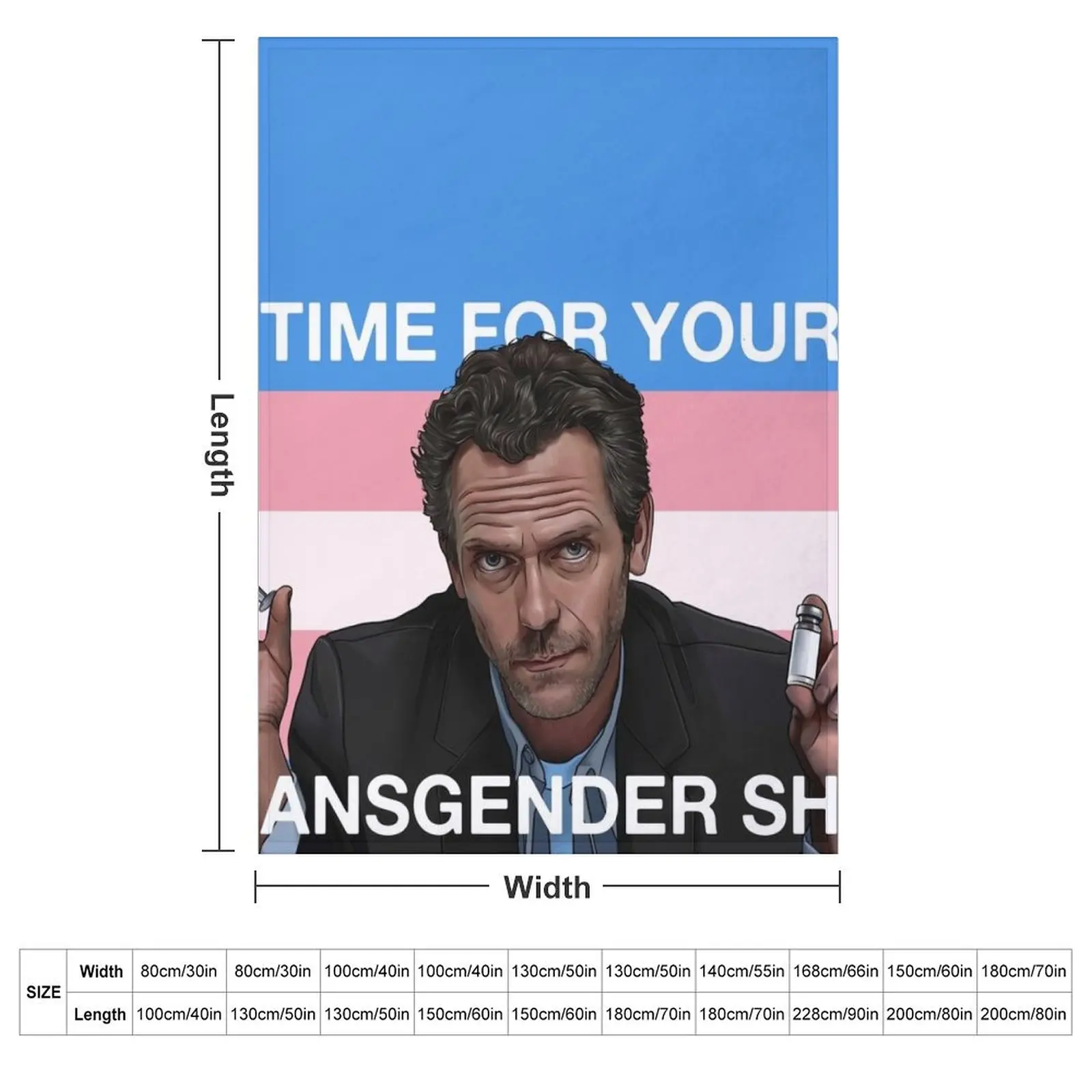 Dr. House Trans Flag Throw Blanket couch cozy soft plush fuzzy picnic outdoor blanket