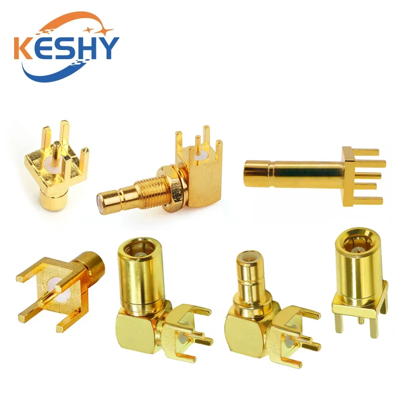1-10PCS SMB PCB Mount Connector SMB Male Plug RF Coaxial Adapter SMB Female Jack Right Angle Solder PCB Panel SMB RF Connector