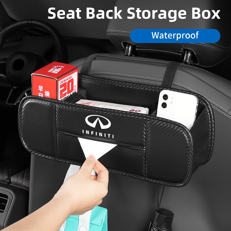 

Car Back Seat Organizer Storage Box Cup Holder Tissue HolderFor Infiniti Q50 FX35 Q30 G37 Q70 QX70 G35 Q60 QX50 QX60 QX80 QX30 J