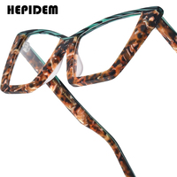 FONEX HEPIDEM Acetate Eyeglasses Frame Women 2025 New Oversize Big Cateye Brand Design Glasses Cat Eye Eyewear Spectacles 9290