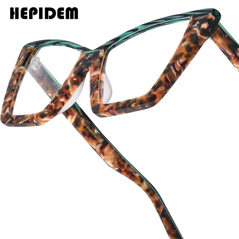 FONEX HEPIDEM Acetate Eyeglasses Frame Women 2025 New Oversize Big Cateye Brand Design Glasses Cat Eye Eyewear Spectacles 9290
