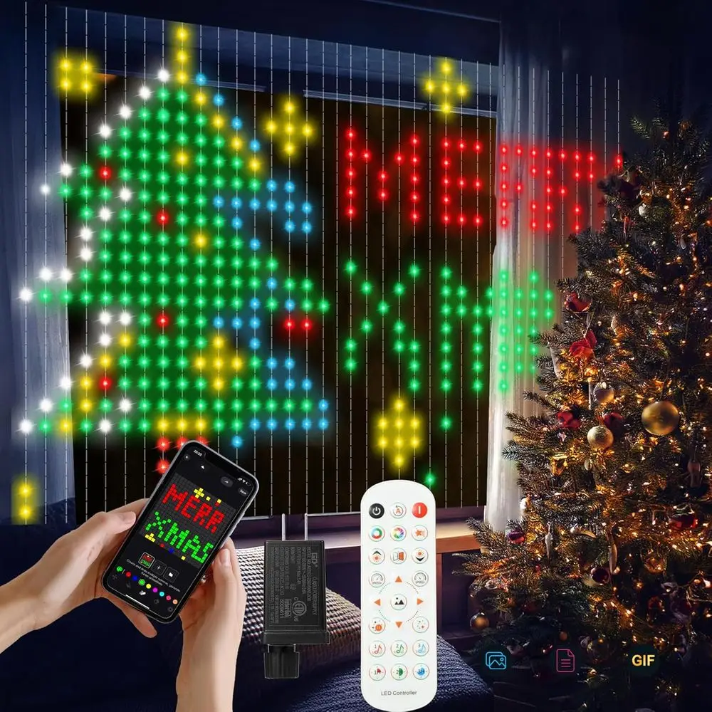 

Smart Curtain Lights 400 LED, LED Curtain Lights 6.6t*6.6t with APP&Remote IC DIY Music Sync airy String Light or Bedroom Living