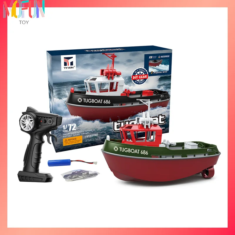 NEW 686 RC Boat 1/72 Powerful Dual Motor Wireless Radio Control Shipboat 2.4G Electric Remote Control Tugboat Model Toys for Boy