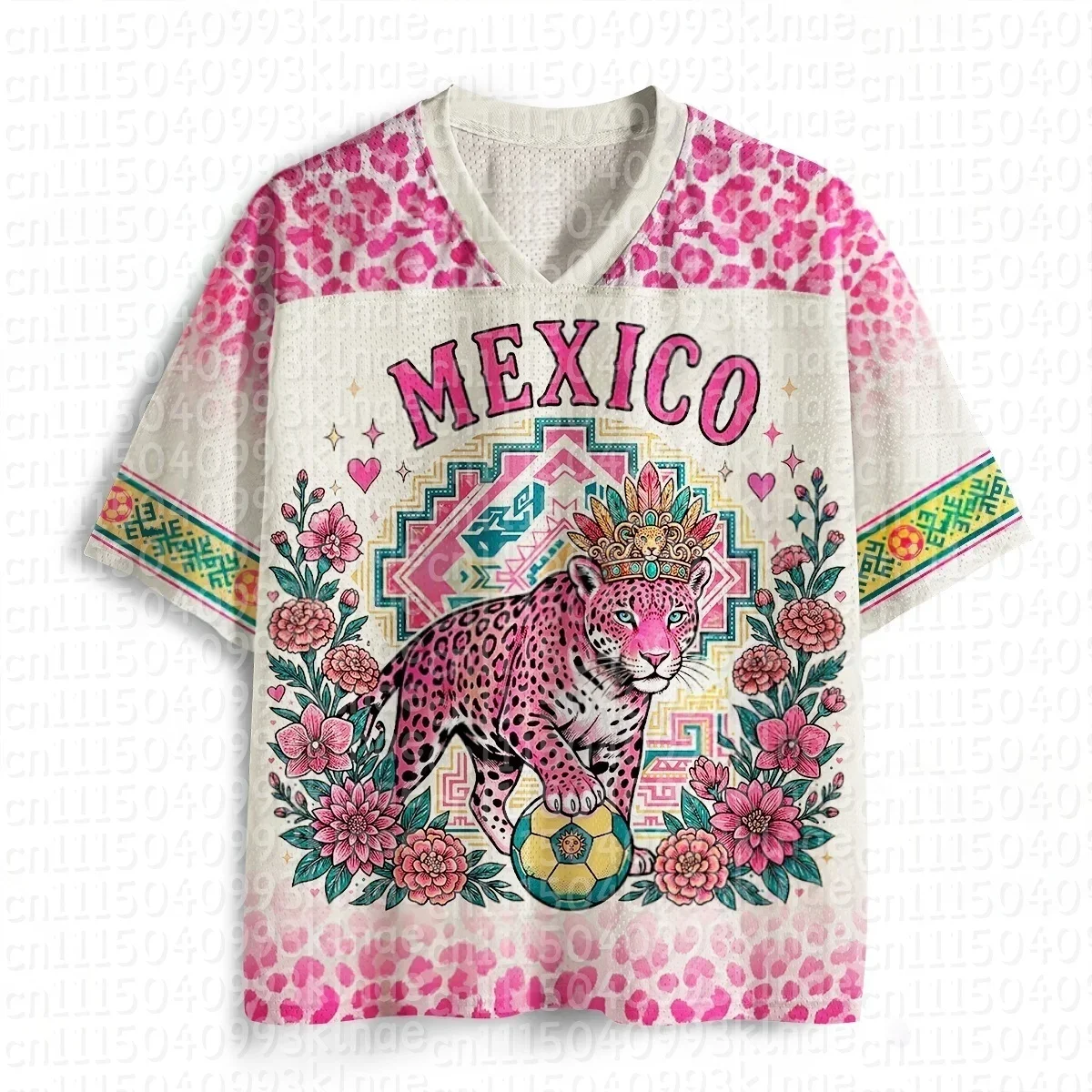 2026 Mexico Football Jersey Hot Pink Leopard Family Matching Outfits Men Women Kids Soccer Shirts Retro Graphic T-Shirt Clothes