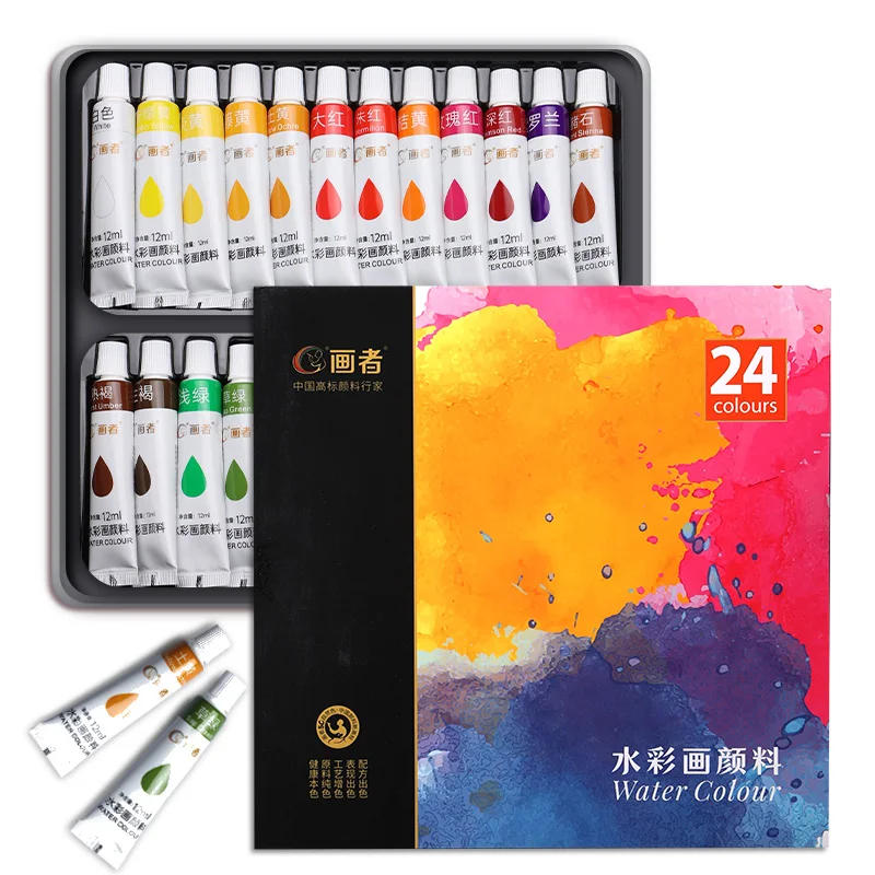 Watercolor Paint Set,24 Colors 12ml/0.41oz,Versatile,Easy to Blend,Perfect for Painting,Decoration,Portraits,Great for Adults