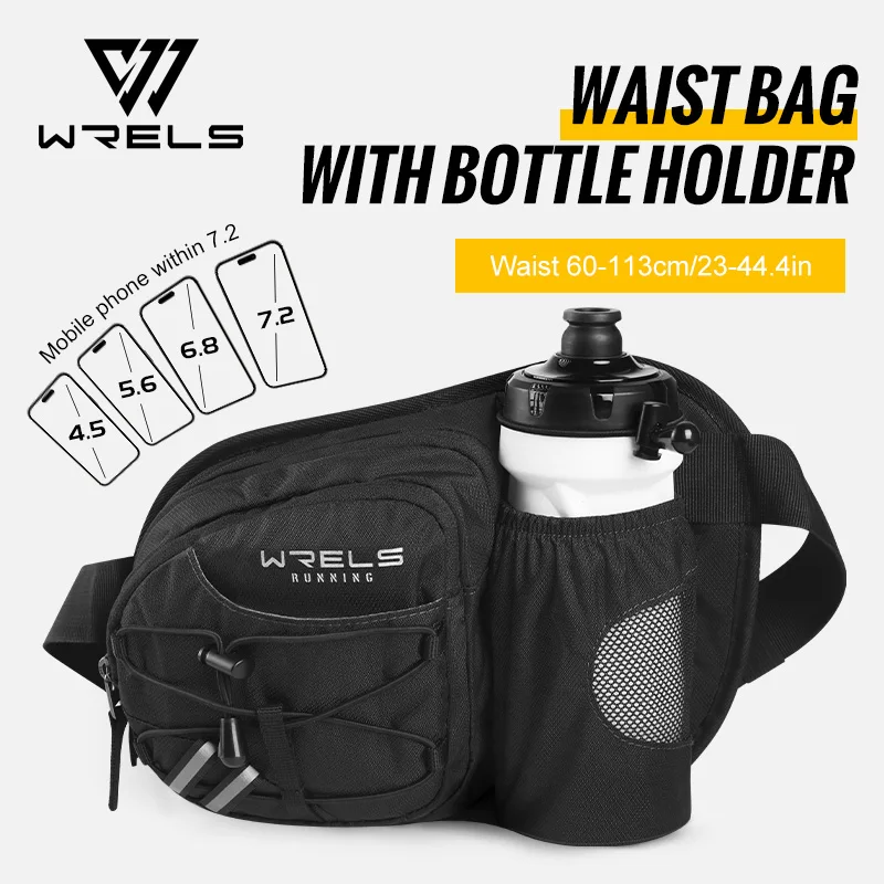WRELS Fanny Pack Waterproof Sports Fanny Pack Lightweight Waist Bag Bottle Holder Adjustable Belt Bag Running Marathon Bum Bag