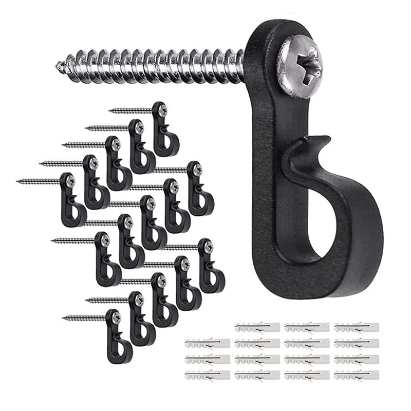 Outdoor Hooks Lights | Outdoor String Light Hooks | Screw Fixed Q Shape Patio Christmas Light Hangers Press Buckle Design