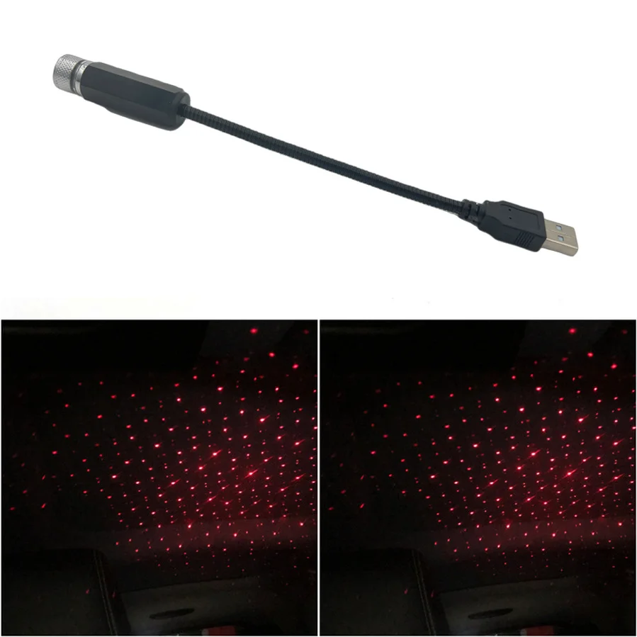 1 Pcs Adjustable Night Lights Mini LED Car Roof Decoration Projection Starlight USB Car Interior Ceiling Laser Atmosphere Light