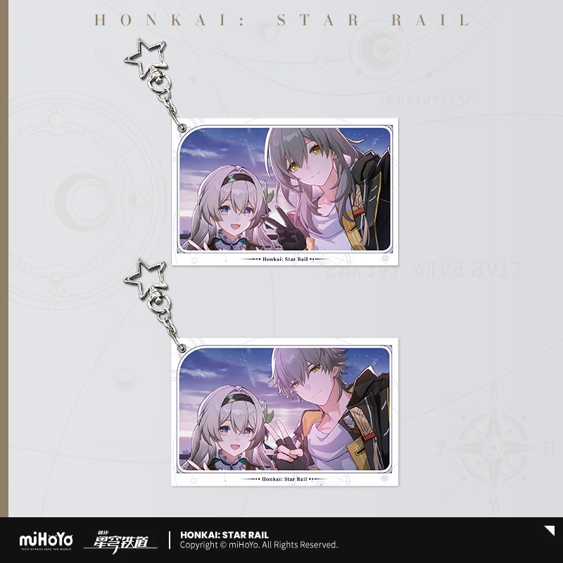 

Game Honkai Star Rail Keychains MiHoYo Official Summer Firefly Promise Trailblazer Acrylic Group Photo Card Pendant Doujin Gifts