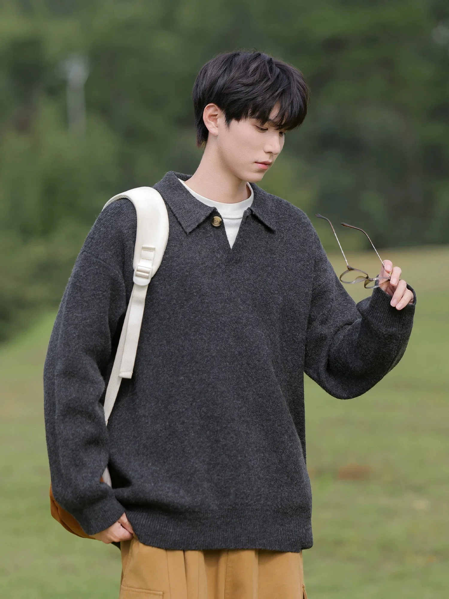 

Laid-ba Высококачественный мужской трикотаж, повседневный, теплый, свободный, осенне-зимний, модный, вязаный, Old Money Sle, удобная одежда...