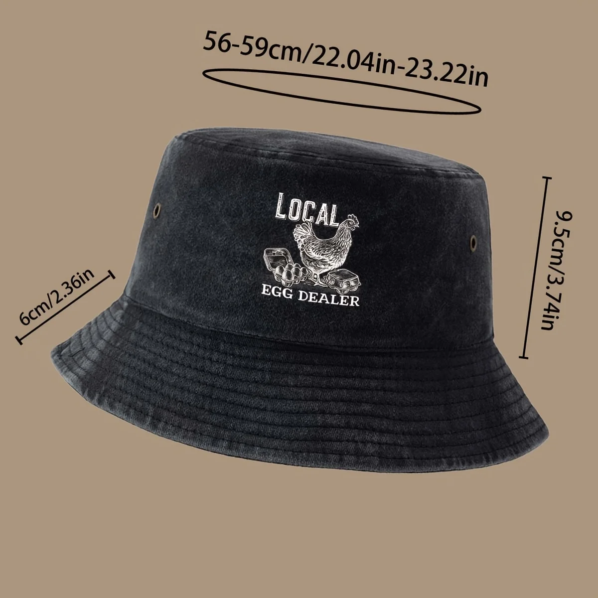 Local Egg Dealer Letter Chicken Pattern Printed Fisherman Hat All-Season Casual Hat Bucket Hat Lightweight Foldable Bucket Hat U