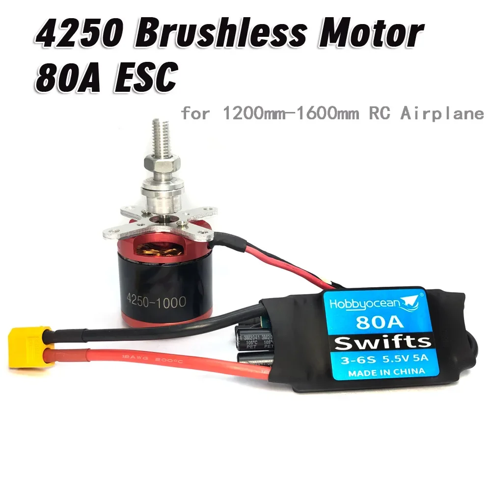 UniFly4250 580KV Brushless Motor 80A ESC For FMS 1400mm Bf 109 Fw 190 New Predator RC Airplane Model Plane Aircraft Accessories