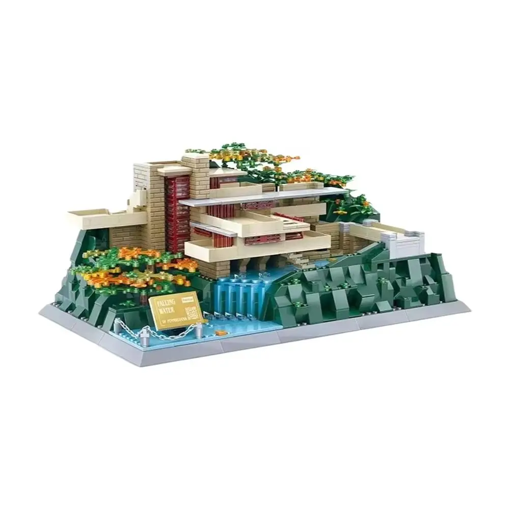 1221pcs DIY Building Blocks Set Street View Series Famous American Falling Water Villa Model Kit Educational Toy for Children