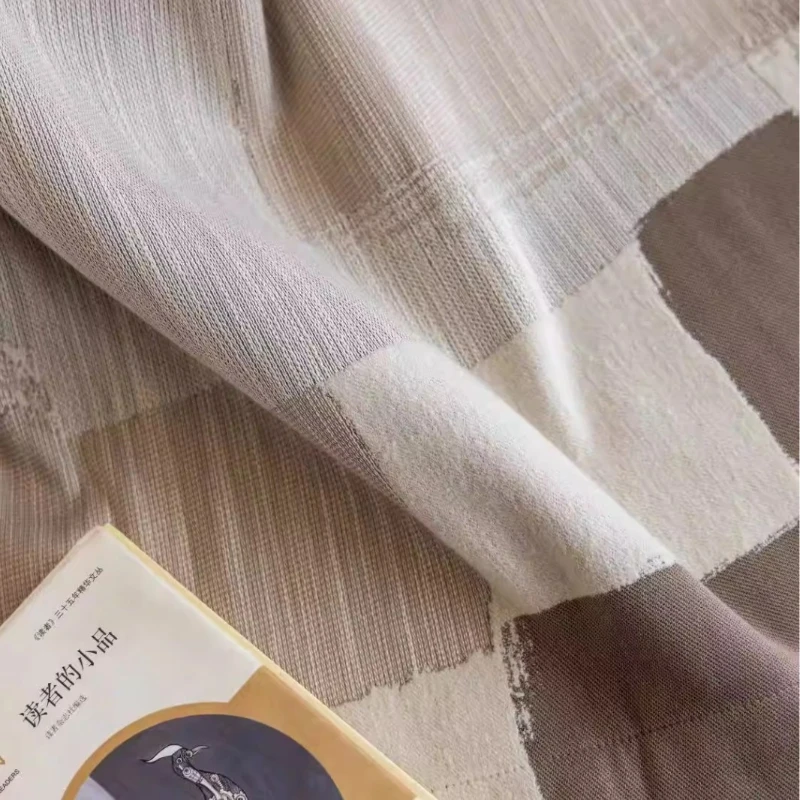 Custom Size Checkered Geometric Curtains Retro Jacquard Fabric High-end Hook Fashion Curtains for Living Dining Room Bedroom