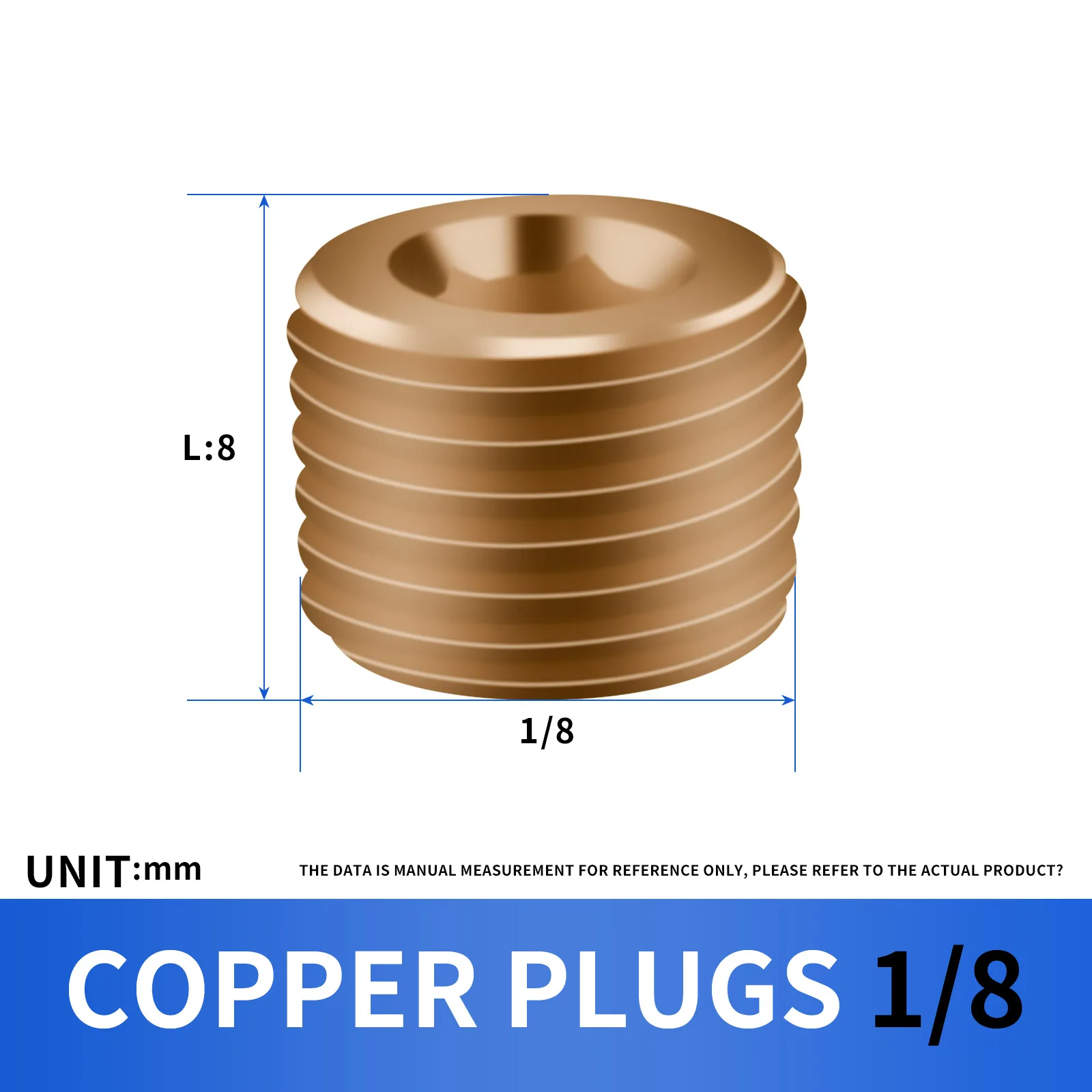 10Pcs Brass Pipe Fitting, Hex Counter Sunk Plug, 1/8" Inch Male Pipe