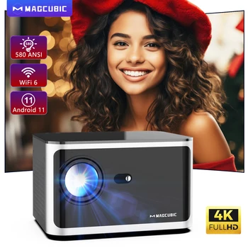 Magcubic 580ANSI projecteur Android 11 4K 1080P Wifi6 commande vocale Allwinner H713 mise au point électronique BT5.0 Home cinéma HY350 Pro