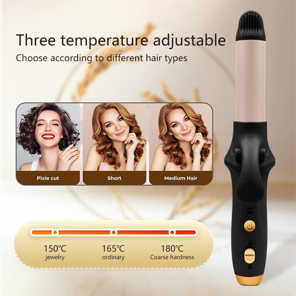 Wireless Mini Curling Iron Cordless Hair Straightener 4000mAh Rechargeable Fast Heating 3 Temp Hair Curler for Short Hair