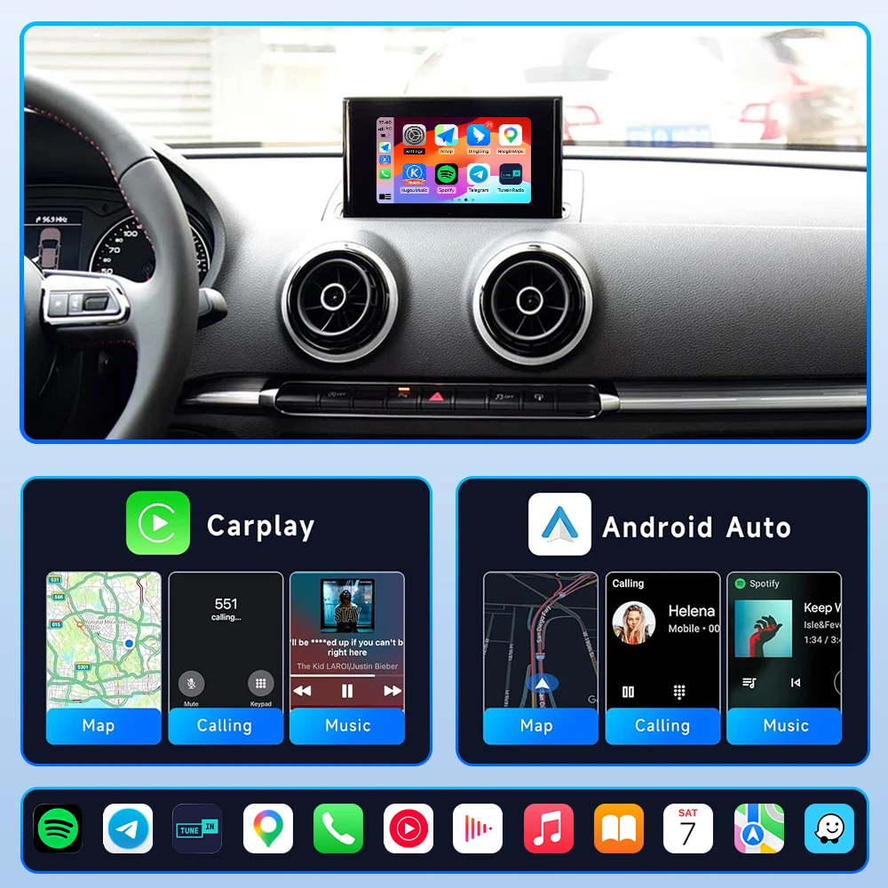 Wireless CarPlay Android Auto Upgrade Box For Audi A3 8V Q2 2013-2018 MIB MIB2 System MirrorLink AirPlay Bluetooth Navigatio
