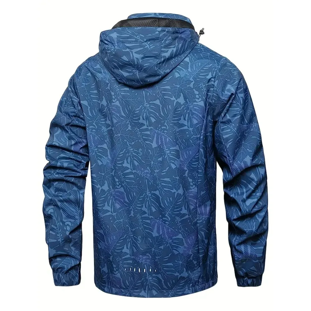 2025 Men's Casual Waterproof Windbreaker Jacket Full Zip Up Hooded Shell Outdoor Hiking Coat For Autumn Plus Size