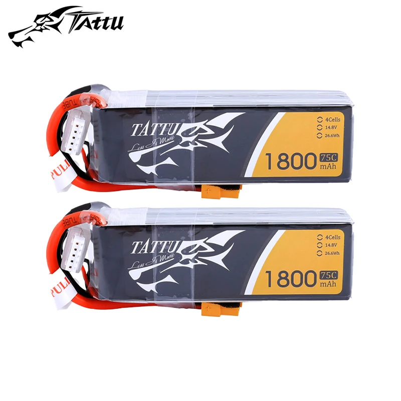 

TATTU 14.8V 1800mAh 75C LiPo Battery For RC Helicopter Quadcopter FPV Racing Drone Parts With XT60 Plug 4S Battery